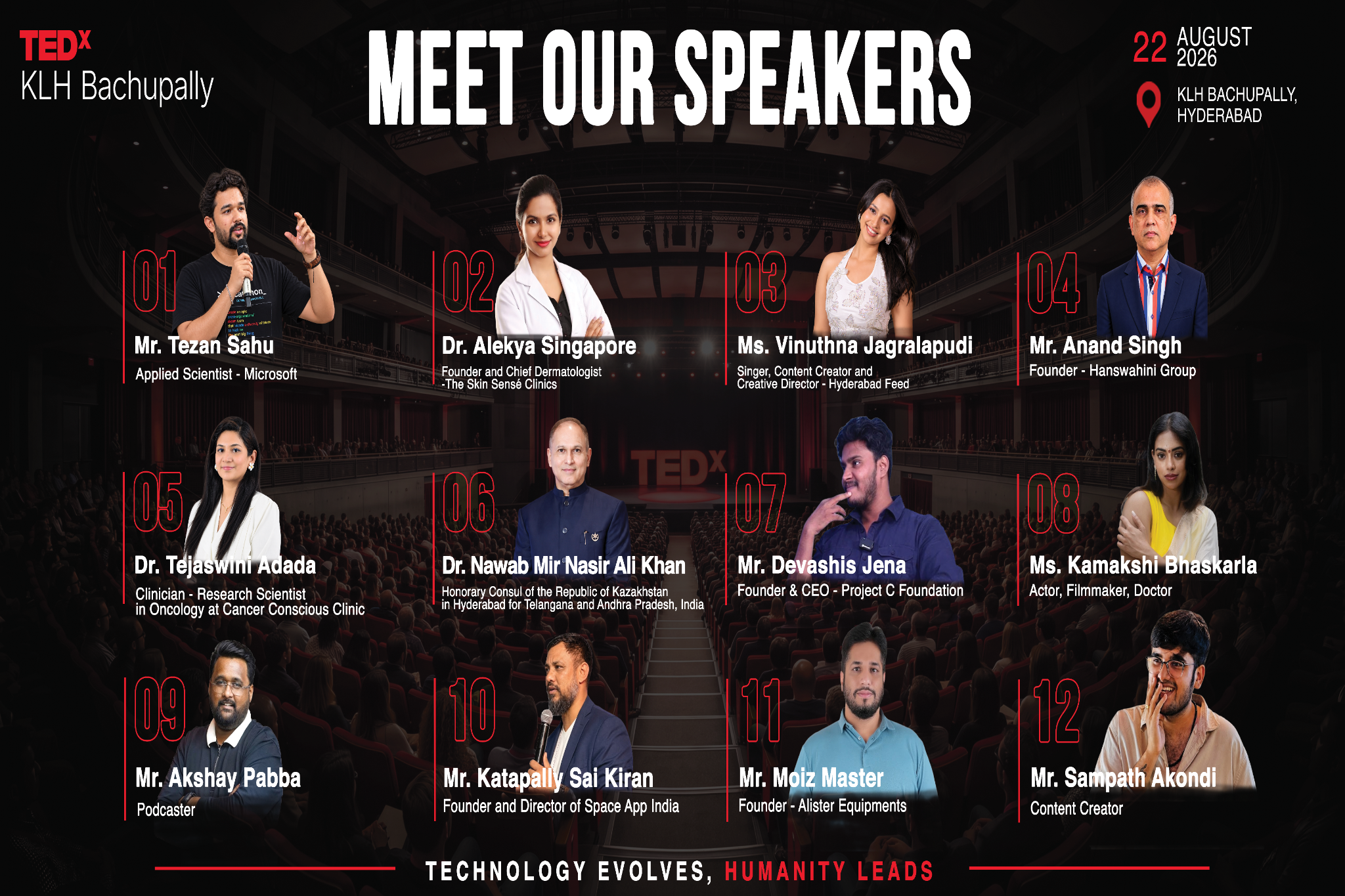 TEDx KLH Bachupally speaker lineup